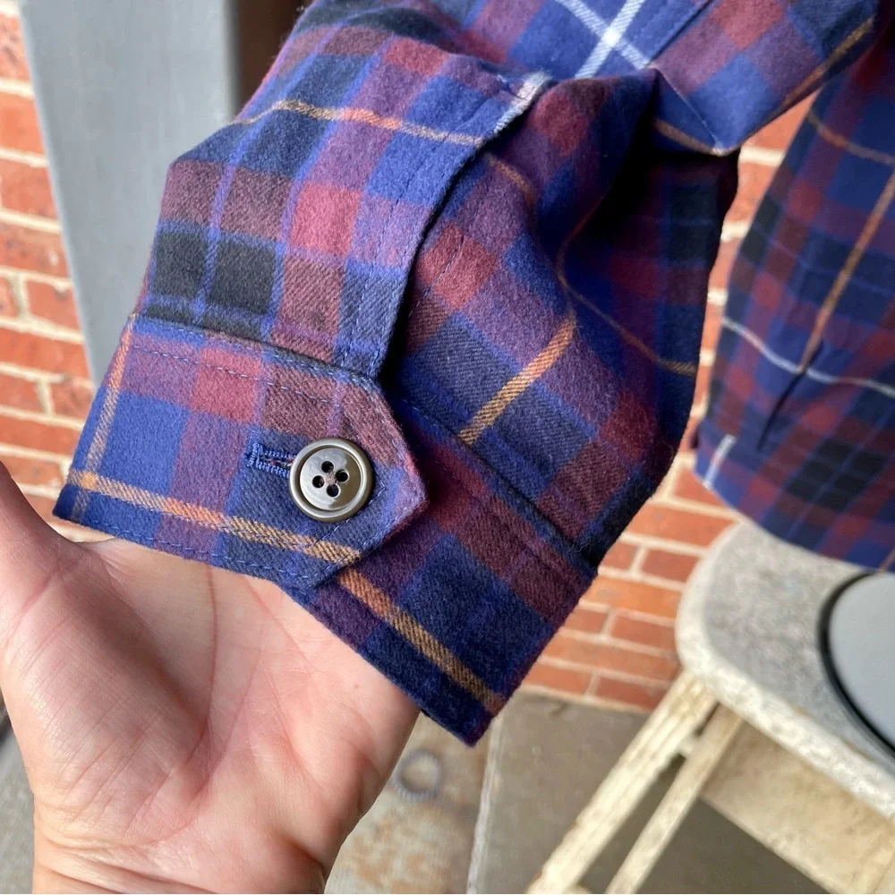 Bonobos Red & Blue Plaid Fill Zip Jacket Coat Shirt Shacket Large 100% Cotton